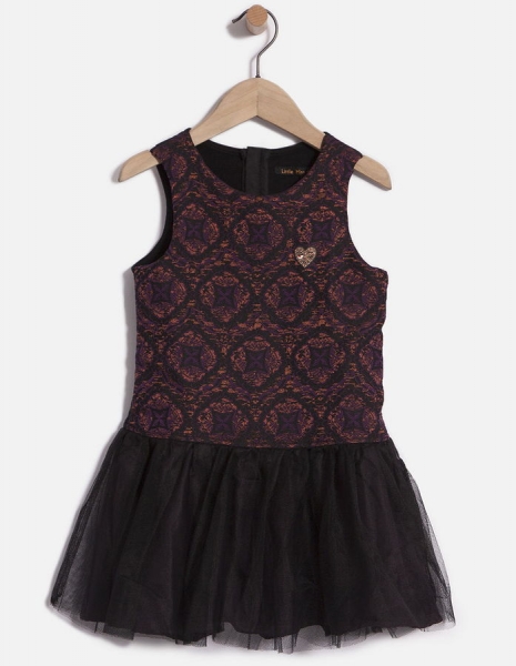 IKKS city black sleeveless tulle dress violet